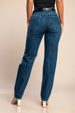 Jeans con dettagli strappati, blu