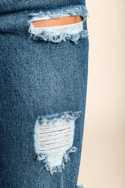 Jeans con dettagli strappati, blu