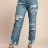 Jeans tagliati con stampa con orlo sfilacciato Alexandria, verde