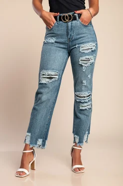 Jeans tagliati con stampa con orlo sfilacciato Alexandria, verde