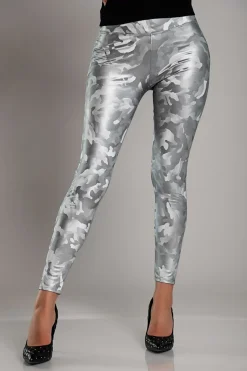 Leggings con fodera e vita ampia, colore argento