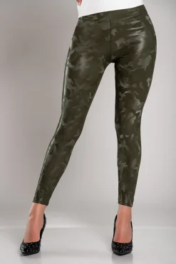 Leggings con fodera e vita ampia, verde oliva