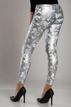 Leggings con fodera e vita ampia, colore argento