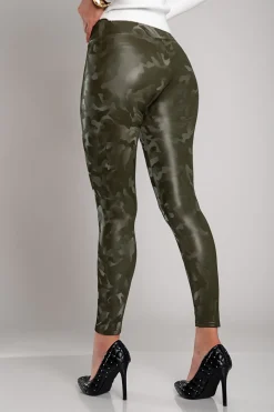 Leggings con fodera e vita ampia, verde oliva