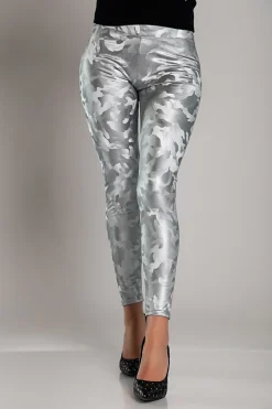 Leggings con fodera e vita ampia, colore argento