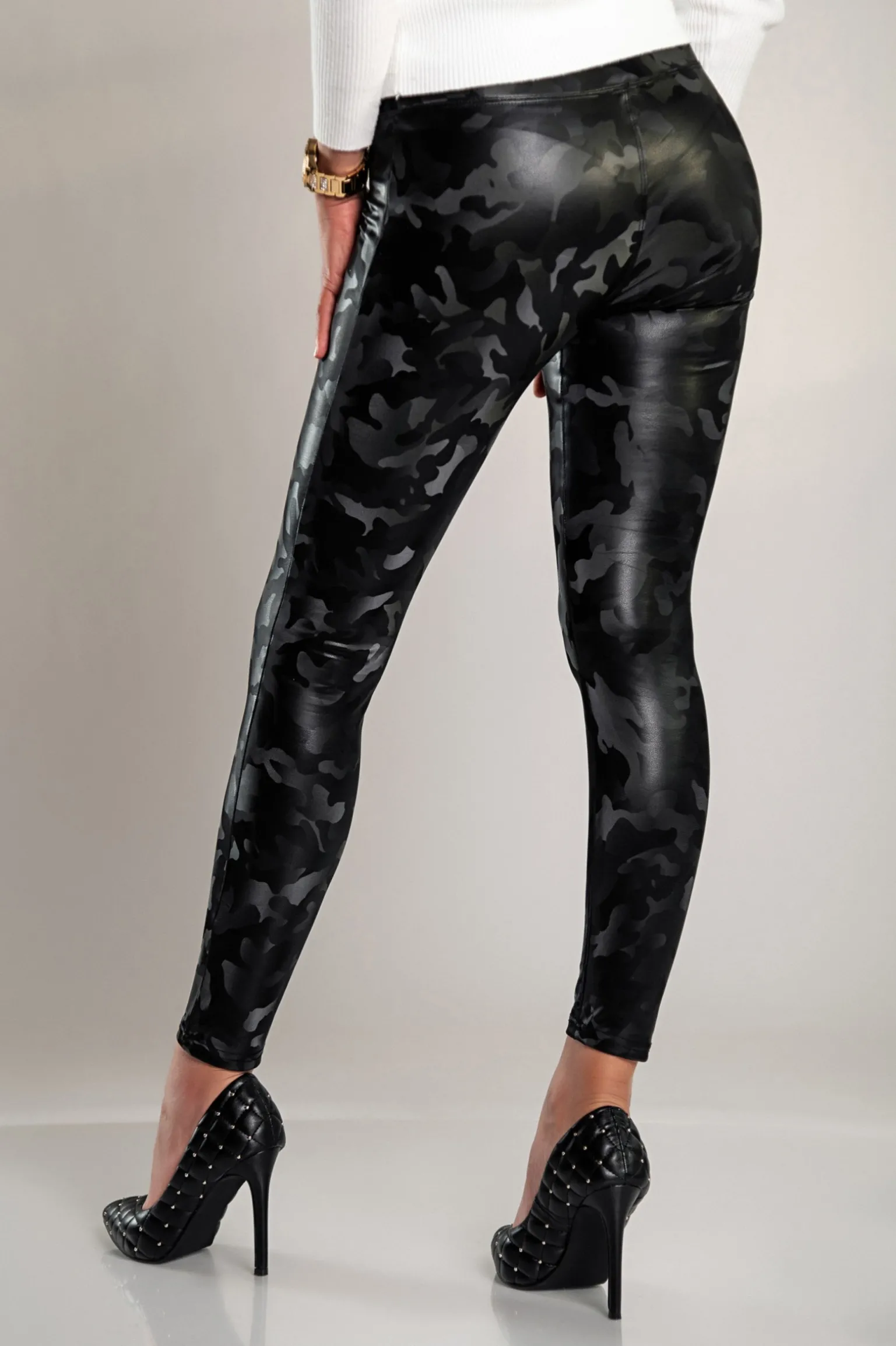 Leggings con fodera e vita ampia, nero