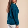 Maglia ampia con stampa geometrica, Petrolio