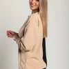 Maglia ampia con stampa geometrica, nero e beige