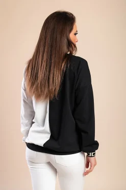 Maglia ampia con stampa geometrica, bianco