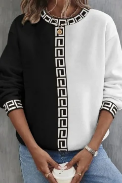 Maglia ampia con stampa geometrica, bianco