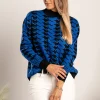 Maglia con fantasia pepita Sanga, nera e blu