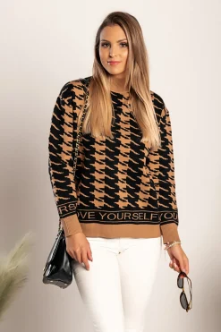 Maglia con fantasia pepita Sanga, marrone-nero