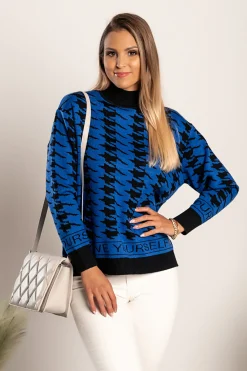 Maglia con fantasia pepita Sanga, nera e blu