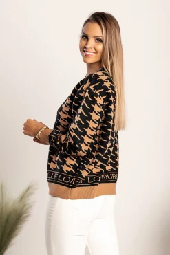 Maglia con fantasia pepita Sanga, marrone-nero