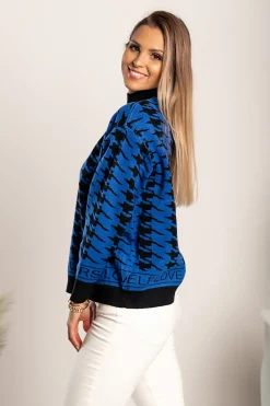 Maglia con fantasia pepita Sanga, nera e blu