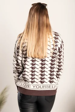 Maglia con fantasia pepita Sanga, marrone-beige