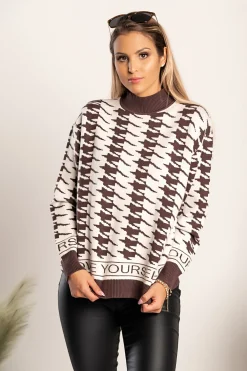 Maglia con fantasia pepita Sanga, marrone-beige