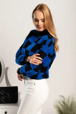 Maglia con motivo a scacchi Salanilla, blu-nero