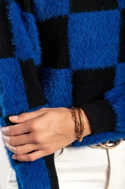 Maglia con motivo a scacchi Salanilla, blu-nero