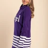 Maglia lunga a righe con motivo a righe, viola