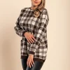 Maglia morbida con stampa scozzese, marrone
