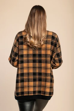Maglia morbida con stampa scozzese, cammelli