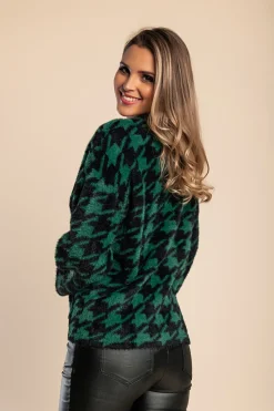 Maglia morbida con stampa pepita, verde
