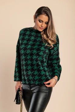Maglia morbida con stampa pepita, verde
