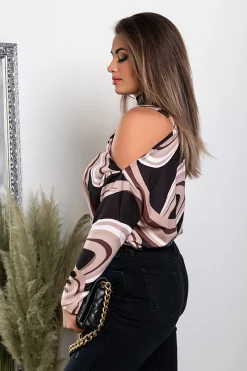 Maglietta con scollo asimmetrico Pamiera, beige