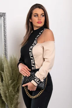 Maglietta con stampa geometrica Nelyna, nero e beige