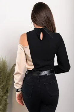 Maglietta con stampa geometrica Nelyna, nero e beige