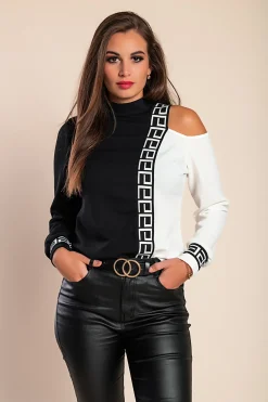 Maglietta con stampa geometrica Nelyna, bianco e nero