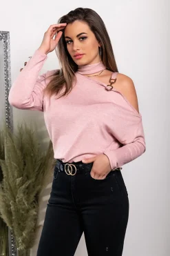 Maglietta elegante con scollo asimmetrico  Mirabelle, rosa