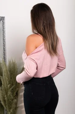 Maglietta elegante con scollo asimmetrico  Mirabelle, rosa