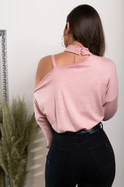 Maglietta elegante con scollo asimmetrico  Mirabelle, rosa