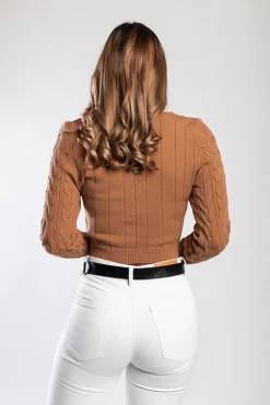 Maglietta in maglia a maniche lunghe, cammello