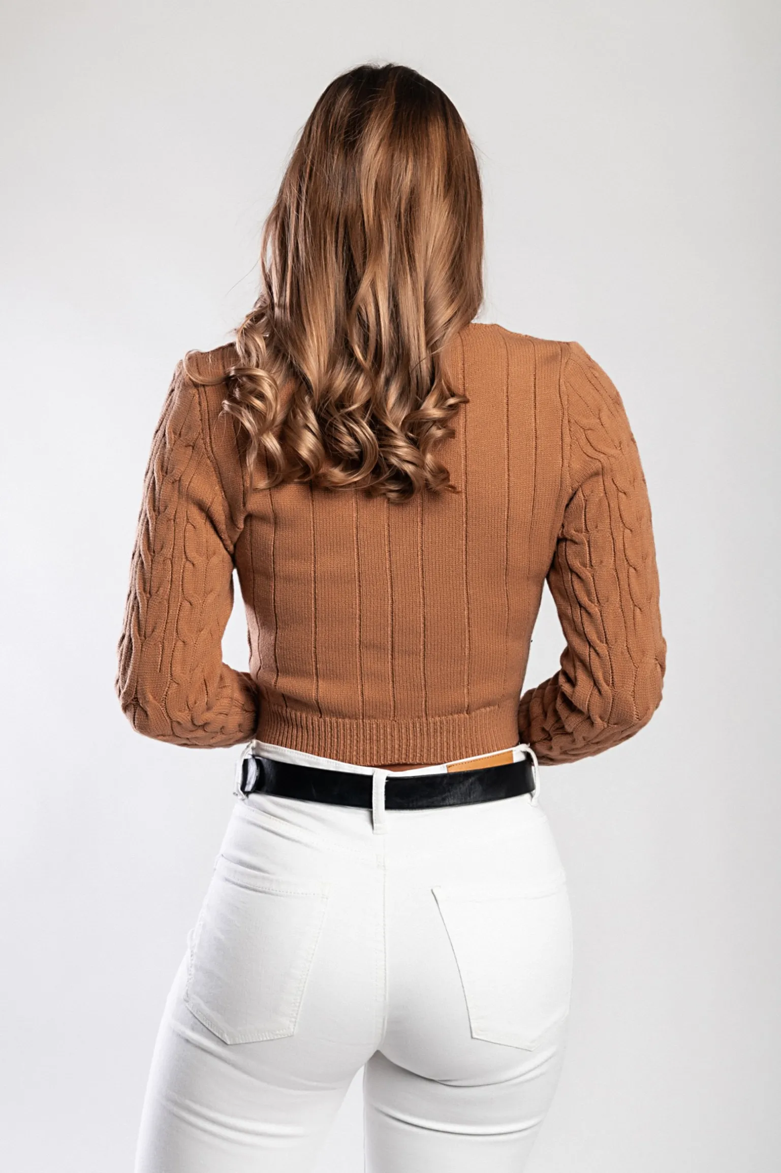 Maglietta in maglia a maniche lunghe, cammello