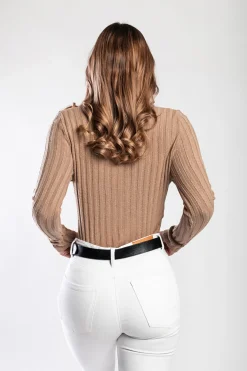 Maglietta in maglia a maniche lunghe, cammello