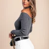 Maglietta lavorata a maglia con maniche lunghe, grigio