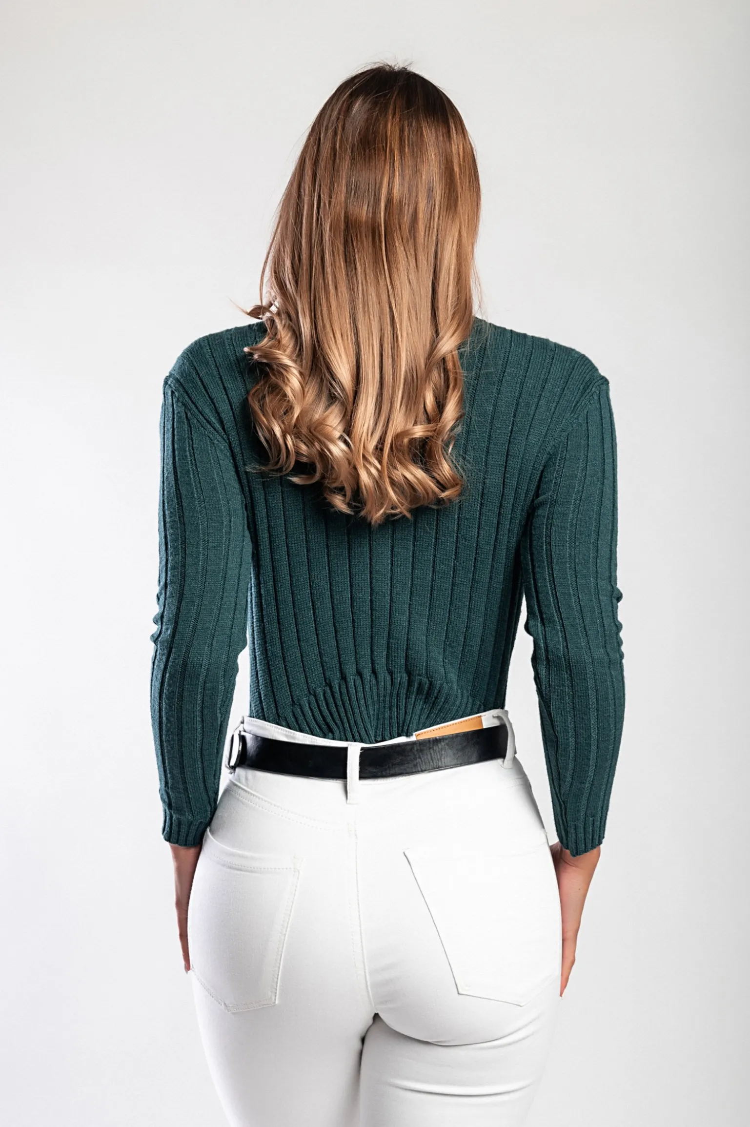 Maglietta lavorata a maglia con maniche lunghe, verde