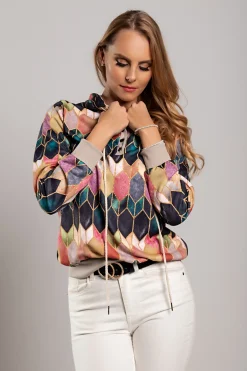 Maglietta maniche lunghe con stampa Cartama, rosa