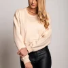 Maglietta sportiva a maniche lunghe in cotone  Avesta, beige