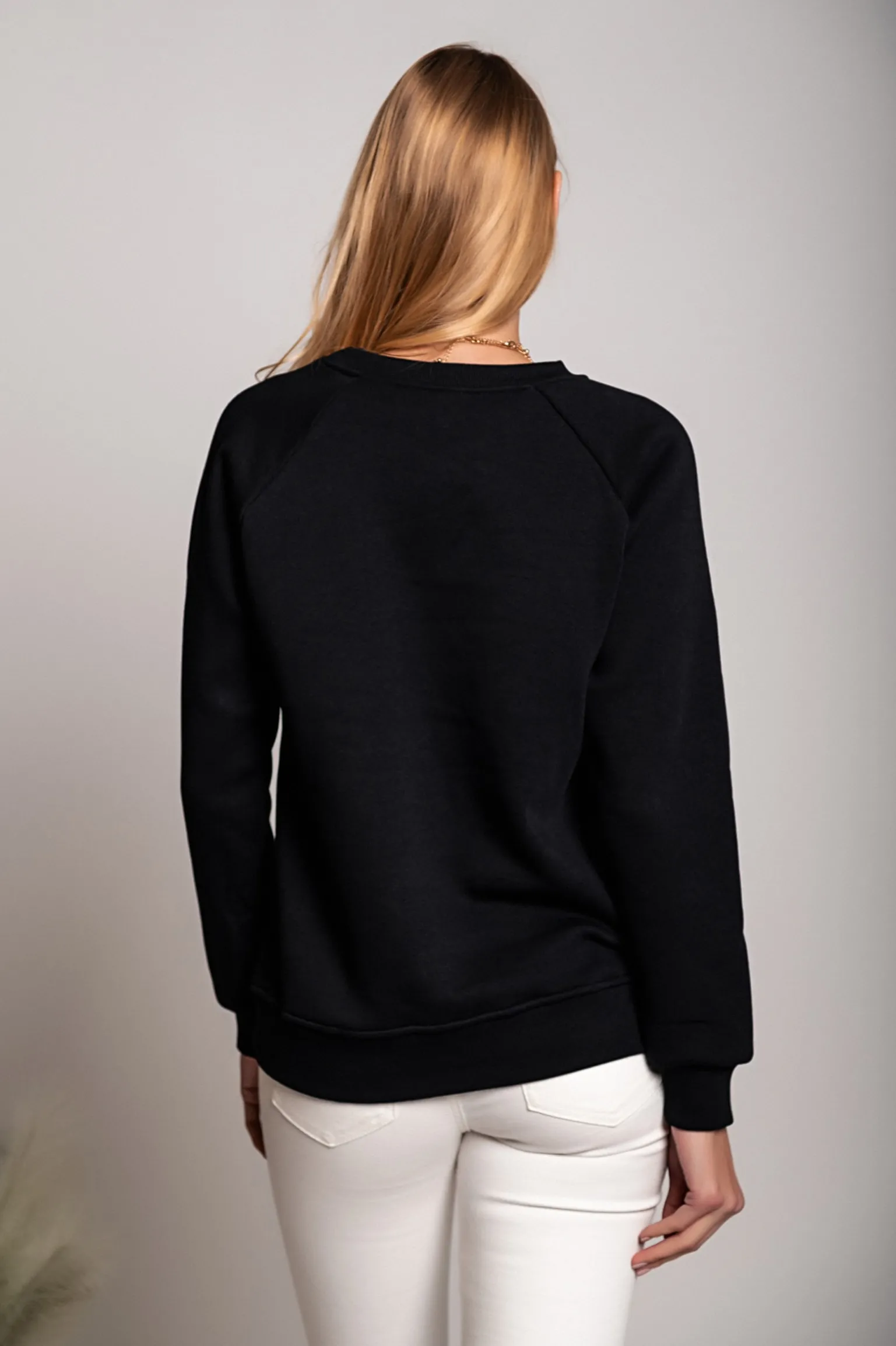 Maglietta sportiva in cotone a maniche lunghe Maliya, nera