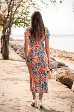 Maxi abito con stampa floreale, multicolor