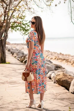 Maxi abito con stampa floreale, multicolor