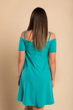Mini abito ampio a maniche corte con spalline sottili decorative, CECINA, verde menta