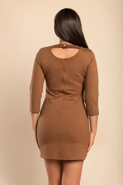 Mini abito ampio con maniche larghe, cammello
