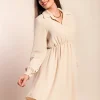 Mini abito con bottoni, beige