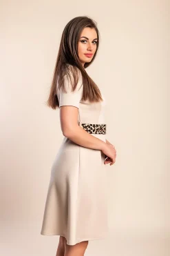 Mini abito con cintura, beige
