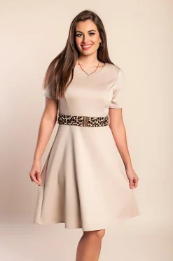 Mini abito con cintura, beige